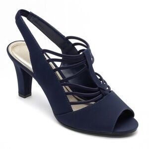 Impo Navy Blue Strappy Sandals Women’s Size 8 Wide Slingback Heel